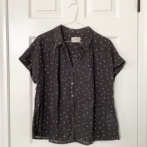 Universal Thread Polka Dot Button Up Short Sleeve